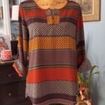 Ezra  Multicolored Bohemian Moroccan Print Tunic Top Photo 2