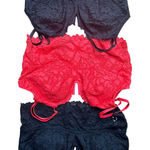 PINK Victoria’s Secret Lace Bralette Set M Black & Red Longline Plunge Size M Photo 0