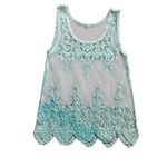 Cecico  Women's Sheer Embroidered Turquoise Sleeveless Top Photo 2