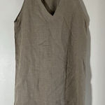 Donna Karan Donna Karen VTG Beige Dress 100% Linen V Neck Made In USA Pockets fit M Photo 0