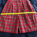 Vintage red black multicolored plaid tartan gingham pleated high rise bermuda shorts Size 28 Photo 6
