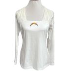 NFL Team Apparel San Diego Chargers Mesh Neck Long Sleeve Top White Size Large Photo 8