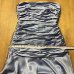 NWT Cinq à Sept 100% Silk Eliza Asymmetric Hem Strapless Satin Cocktail Dress 8 Blue Photo 11