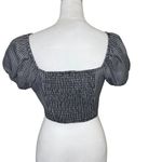 OLM Women's Gingham Off Shoulder Crop Top Milkmaid Houndstooth Bustier Sz Large Black Photo 2