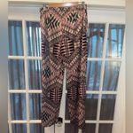 AB Studio  Black and Red Geometric wide leg pants woman’s large EUC Photo 1