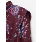 MNG Women's Red Maroon Paisley Long Sleeve Mockneck Cocktail Maxi Dress Size 6 Photo 11