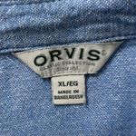 Orvis Classic Collection Womens XL Blue Linen Rayon Button Down Roll-Tab Shirt Photo 3