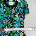 Figue Floral Print Mini Dress Long Sleeve Tassel Detail XS Black Photo 7