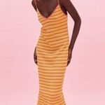 ZARA  Striped Crochet Knit Midi Dress Medium Photo 2