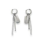Razor Blade Shape Dangle Drop Earrings for Men Women Punk Hip Hop Unisex Style Silver Photo 0