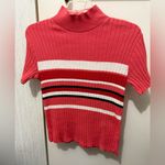 Pierre Cardin  Red, White, and Black Striped Ribbed Top Photo 1