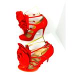 Christian Louboutin Dillian 120 Orange/Red Floral Leather Platform Heels EU 37 Photo 6