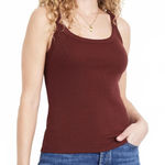Old Navy 90s Ribbed Lace-Trim Tank  NWT Maroon Your Day Small Photo 0