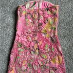 Hemant and Nandita  Pink Floral Strapless Mini Dress Photo 3