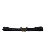 Source Unknown Elegant Black Belt with Brass Butterfly Buckle Rhinestone Bedazzled Whimsigoth Photo 2