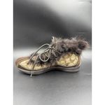 Coach COLETTE Logo Fabric Mongolian Lamb Lining Sz 7 Ankle Boot Lace Up Shoes Photo 9