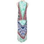 Ny Collection NEW Palm Leaf Tropical Print Crochet Trim Sleeveless Maxi Dress XS Photo 2
