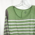 Crown & Ivy  XL Top Striped Swing Tunic 3/4 Sleeve Casual Green Gray White‎ 315 Photo 7