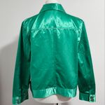 Chico's Emerald Green Satin Trucker Jacket Size 2 (Large) Photo 3