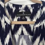 Pomander Place Tuckernuck Navy Ikat Kenzo Dress Size Medium Navy/White Tiered White Photo 4