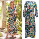 Johnny Was  Puff Sleeve Maxi Dress Swim Cover Up Layla Print Size XS Photo 1