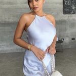 ZARA  dress wedding maxi slip midi satin effect baby blue party date coctail Photo 6