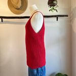 DKNY Vintage Y2K Red 100% Cotton Chunky Knit Tunic Tank Vest Top Size Large Photo 2