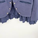 Sundance  Caroline Ruffle Military Velvet Blazer Size Large Navy Photo 3