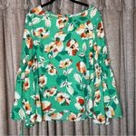 Rose + Olive  Kelly Green Floral Print Bell Sleeve Blouse Size Medium Photo 1