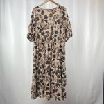 Eloquii Floral Puff Sleeve Midi Dress in Cream Size 16 Photo 4