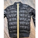 Athleta  Black Dobby Goose Down Puffer Bomber Jacket Full Zip Womens Small WARM Photo 5