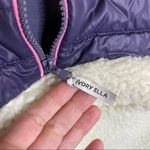 Ivory Ella  Purple Ivory Sherpa hooded pullover L Purple and Cream 741 Photo 6