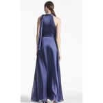 Sachin & Babi French Blue Kayla Halter Gown Size 18 Bow Belted Maxi Photo 2