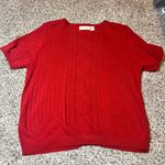 Alfred Dunner Knit Top Cable Knit Short Sleeve Casual Red Sweater 1X Photo 0