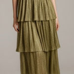 SABINA MUSAYEV Isabello Plisse Midi Dress, Moss Green, Medium Green Photo 0