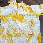 Vintage Yellow Floral Ruffle Wrap swim cover up kimono Dress Sz 2X Photo 10