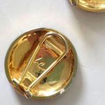 Liz Claiborne Vintage Black Faux Onyx Gold Tone Round Clip Earrings Photo 2