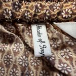 Anne Pinkerton‎ Pants Daisy Flower Silk Pattern Size Large Brown Silk Drawstring Photo 6