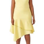 Theia Lemon Yellow Sleeveless Petal Gown size 16 Asymmetrical Ruffle Midi Photo 0