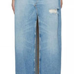 Good American boho wester cowgirl Light Blue denim Maxi Skirt Photo 0