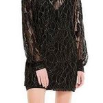 Alice McCALL  size 8 Mini Dress Black & Gold Sheer Lace Oh Darling Long Sleeve Photo 0