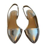 ALDO  | Silver Sling Back Heels Size 8.5 Strappy Metallic Prom Formal Shoes Photo 2