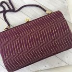 Structured Maroon Purple Shimmer Thread Structured Clutch Bag Photo 2