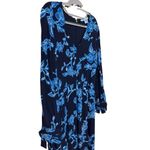 Draper James  Long Sleeve Dress Geranium Floral Nassau Navy Blue Tie Wrist EUC 6 Photo 5