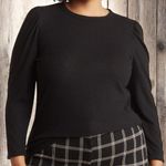 Renee C Long Sleeve Puff Shoulder Top Black Size 2X Photo 0