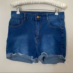 SheIn Jean Shorts High Waisted Medium Wash Frayed Cuffed casual neutral Photo 6