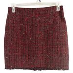 Molly Bracken Red Purple Tweed Fringe Pencil Skirt Size Large Dark Preppy Grunge Photo 0