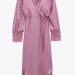 ZARA  Satin Effect Faux Wrap Midi Dress Photo 0