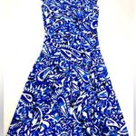 Ralph Lauren Lauren  Blue White Pattern Dress Size 4 Photo 0