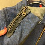 Doma Leather OOAK reworked moto Jacket, blu with animal print and back graphic S Black Photo 6